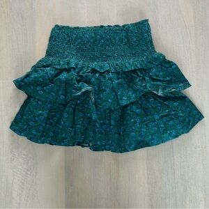 Janie and Jack Green Floral Ruffle Mini Skirt & Brown Skirt